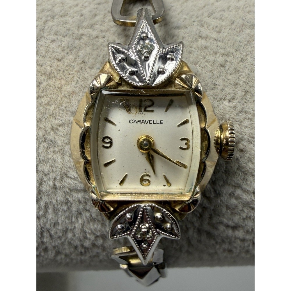 Caravelle 1966 Manual Wind Ladies Works Watch 14MM 5.5" Cocktail 10K Gold Plated